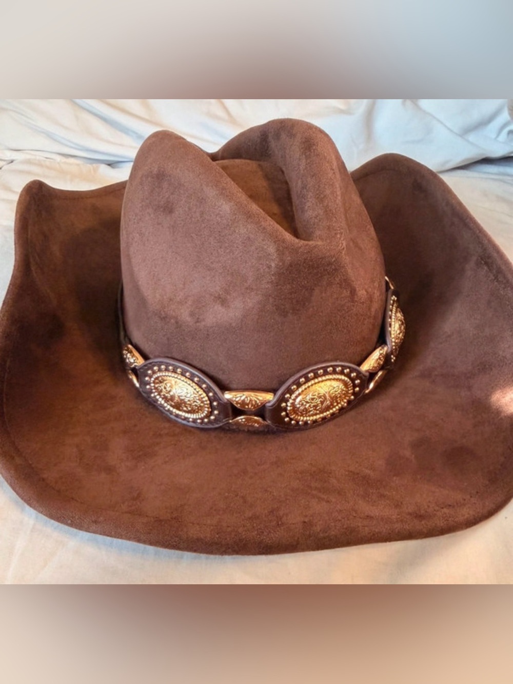 Nordstrom Western Cowboy Hat with Concho  Leather Band in chocolate brown
